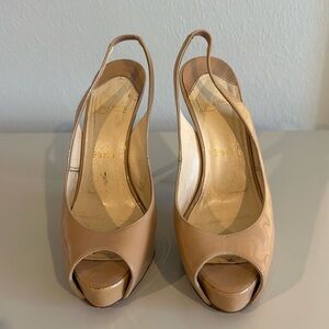 Christian louboutin no Prive peep toe sling back platform heel, size 37